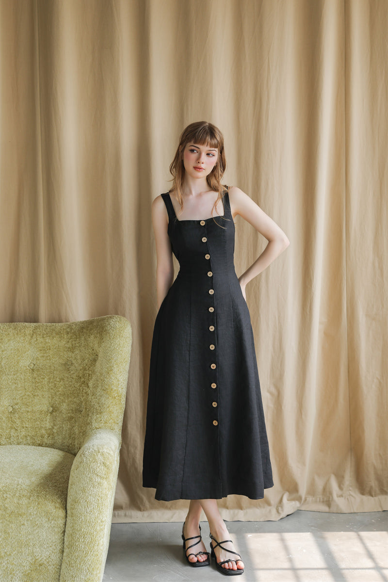juliet midi dresses in black Linen Dress Cult Gaia Yudi Dress NEWMD22-05-25 to for aspiring Color:Custom Color (For Free）