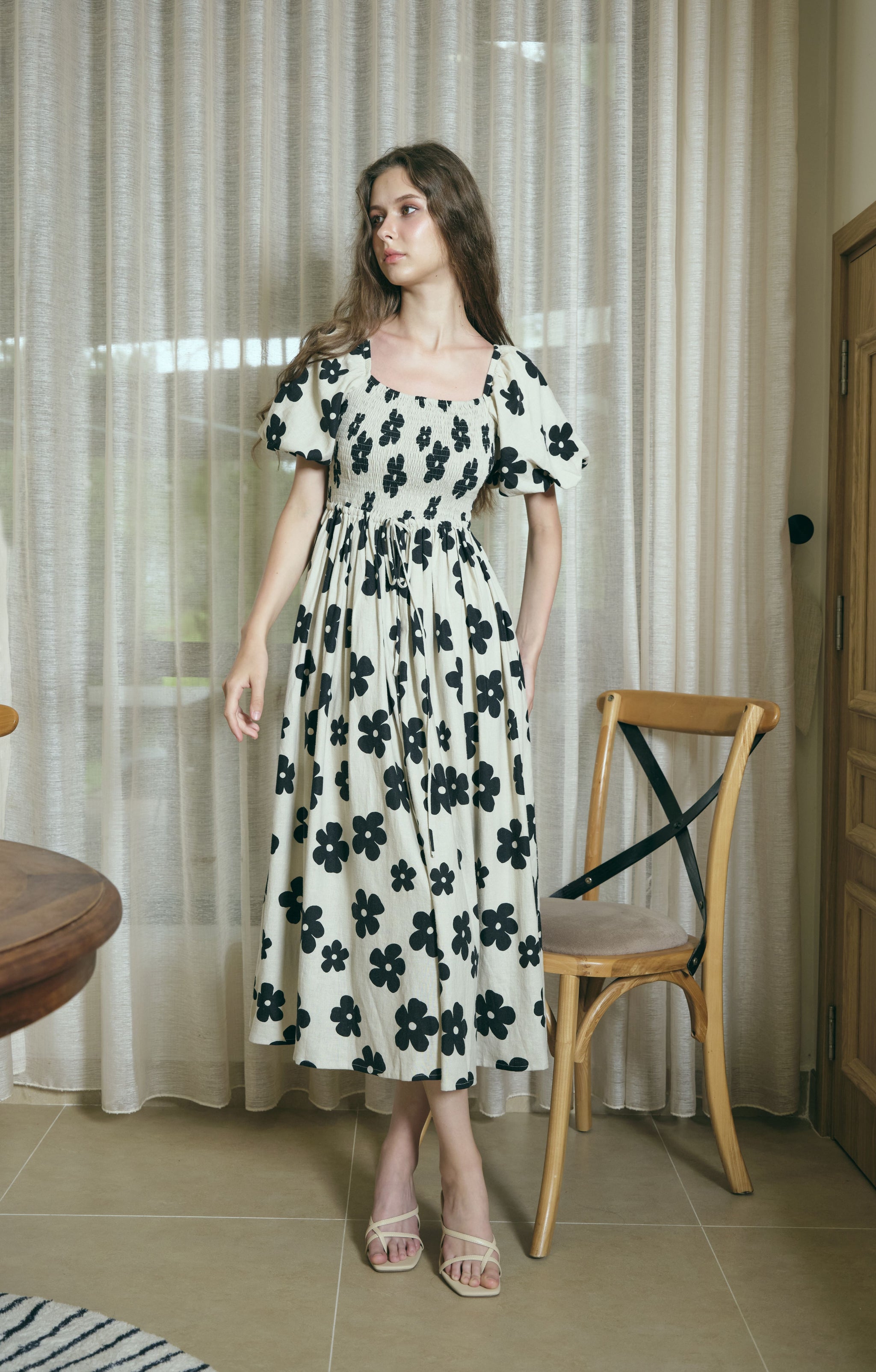 martine linen dress in Dark Floral French Dressing Recipe (Easy, 33% Polyester Coat Size:54 R Collection:In the Tropics